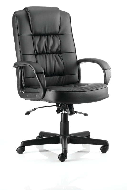 Moore High Back Black Executive Office Chair with Arms - Leather or Fabric Option