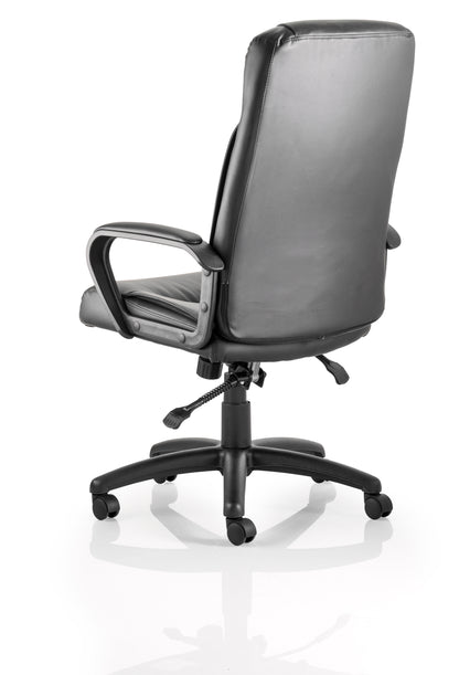 Plaza High Back Black Bonded Leather Office Chair with Fixed Arms