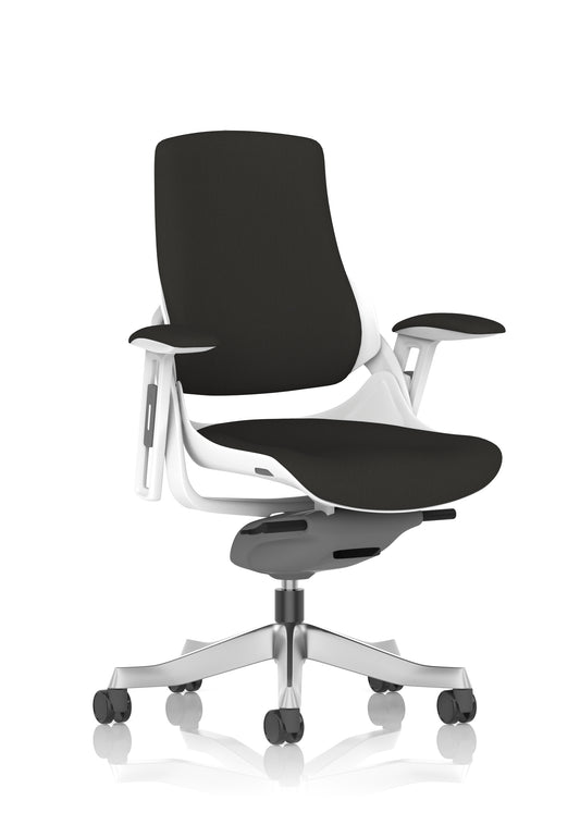 Zure High Back White Shell Fabric Executive Office Chair with Height Adjustable Arms - Multiple Seat Colour Options