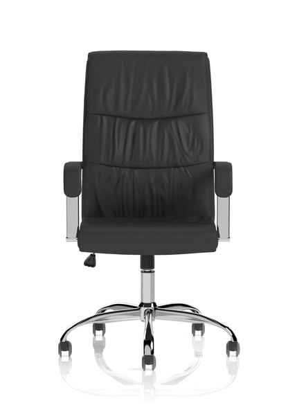 Carter High Back Black Bonded Leather Executive Office Chair with Fixed Arms