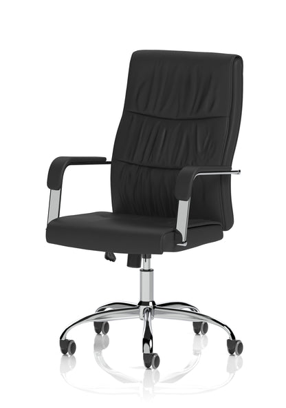 Carter High Back Black Bonded Leather Executive Office Chair with Fixed Arms