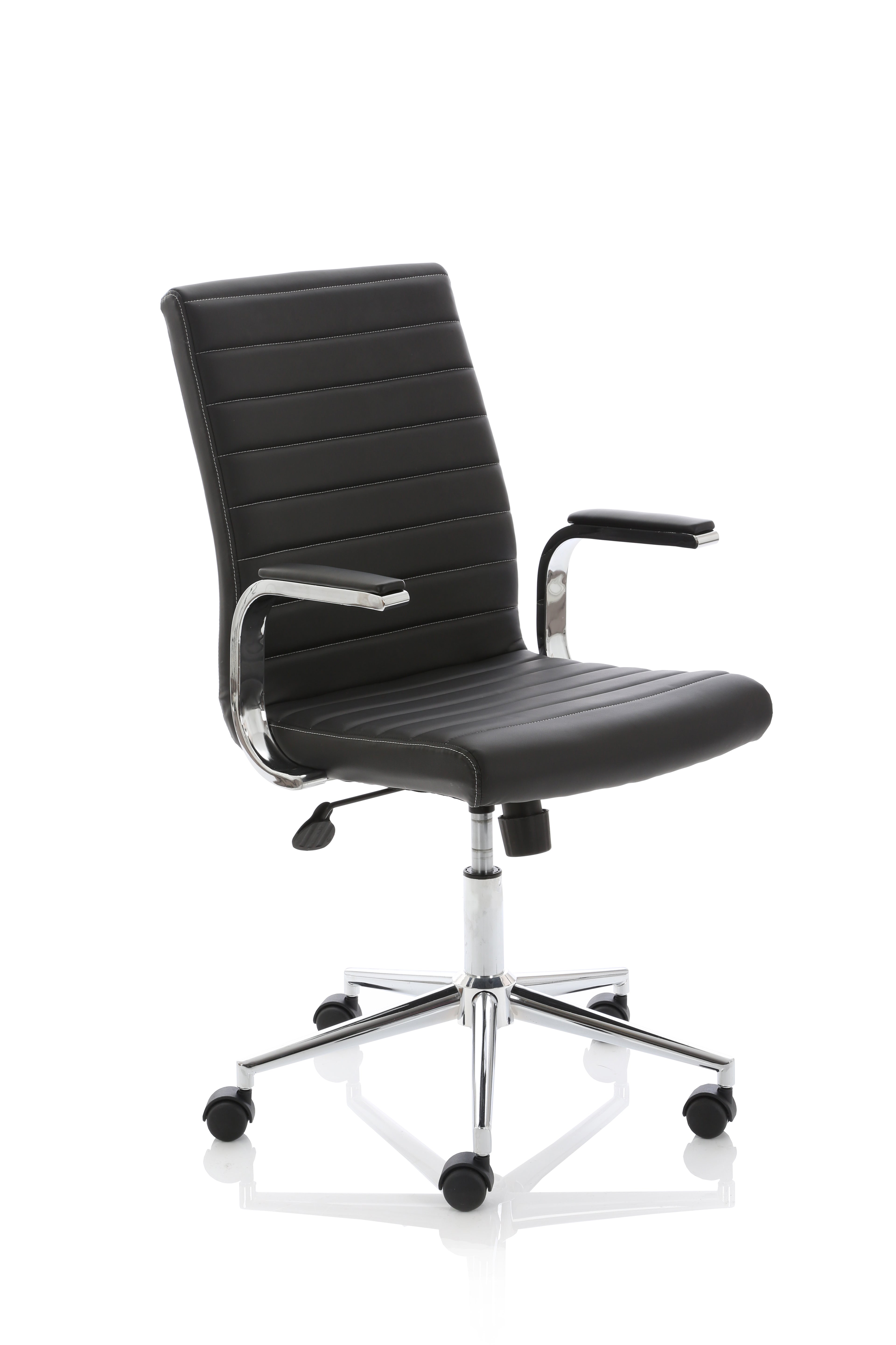 Ezra Modern Medium Back Leather Executive Office Chair with Fixed Arms
