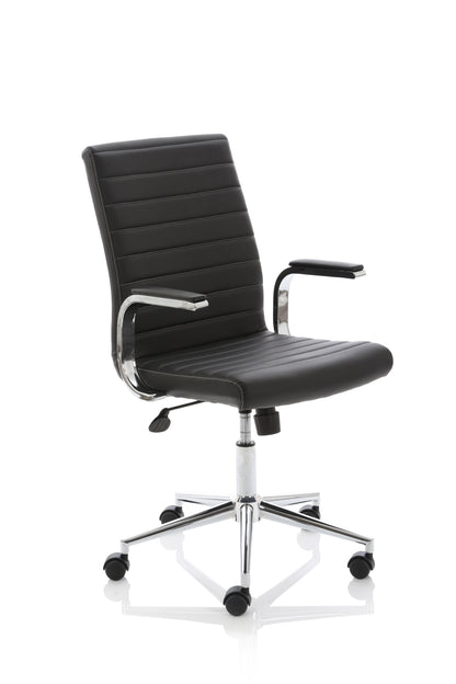 Ezra Modern Medium Back Leather Executive Office Chair with Fixed Arms