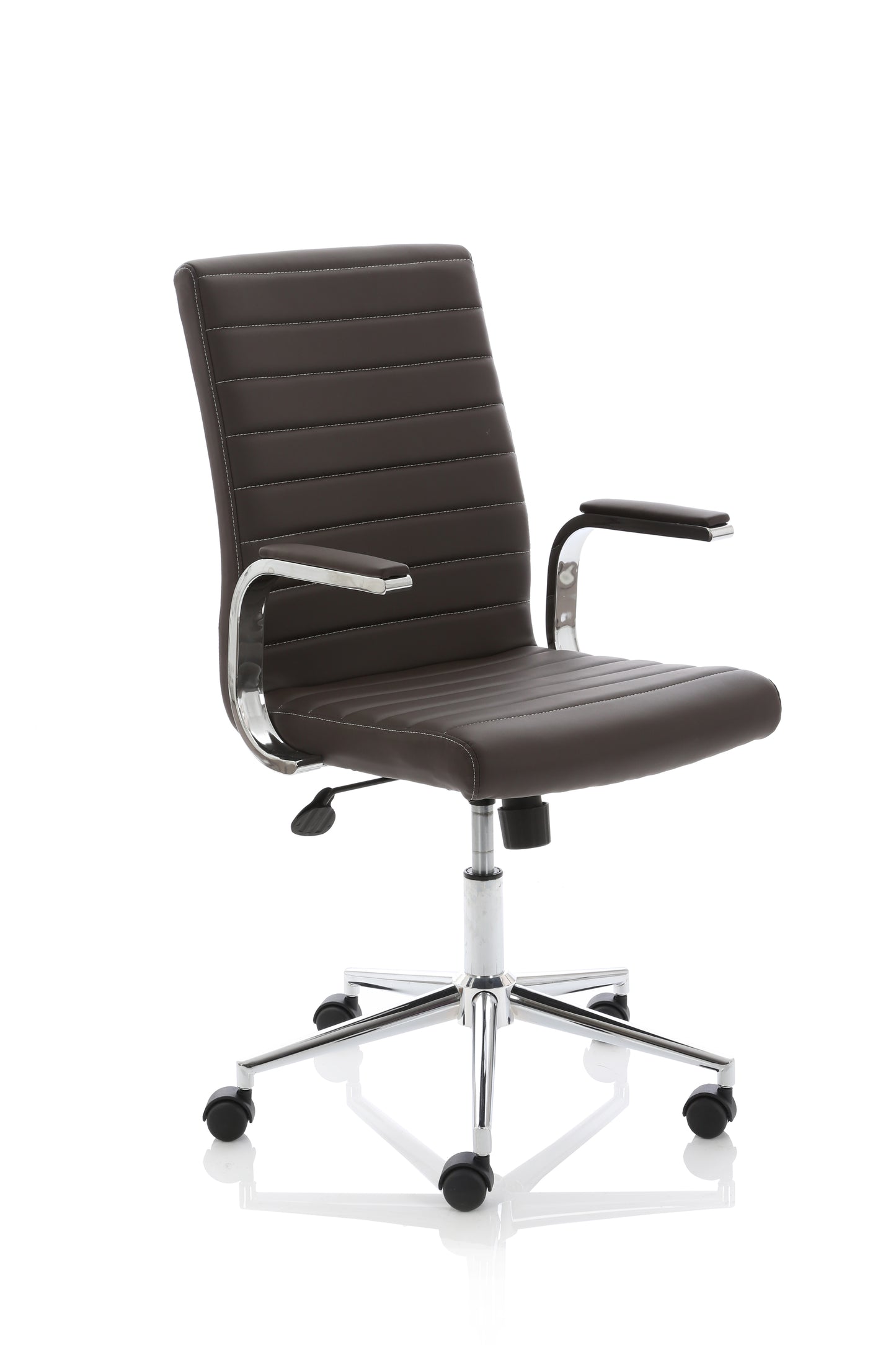 Ezra Modern Medium Back Leather Executive Office Chair with Fixed Arms