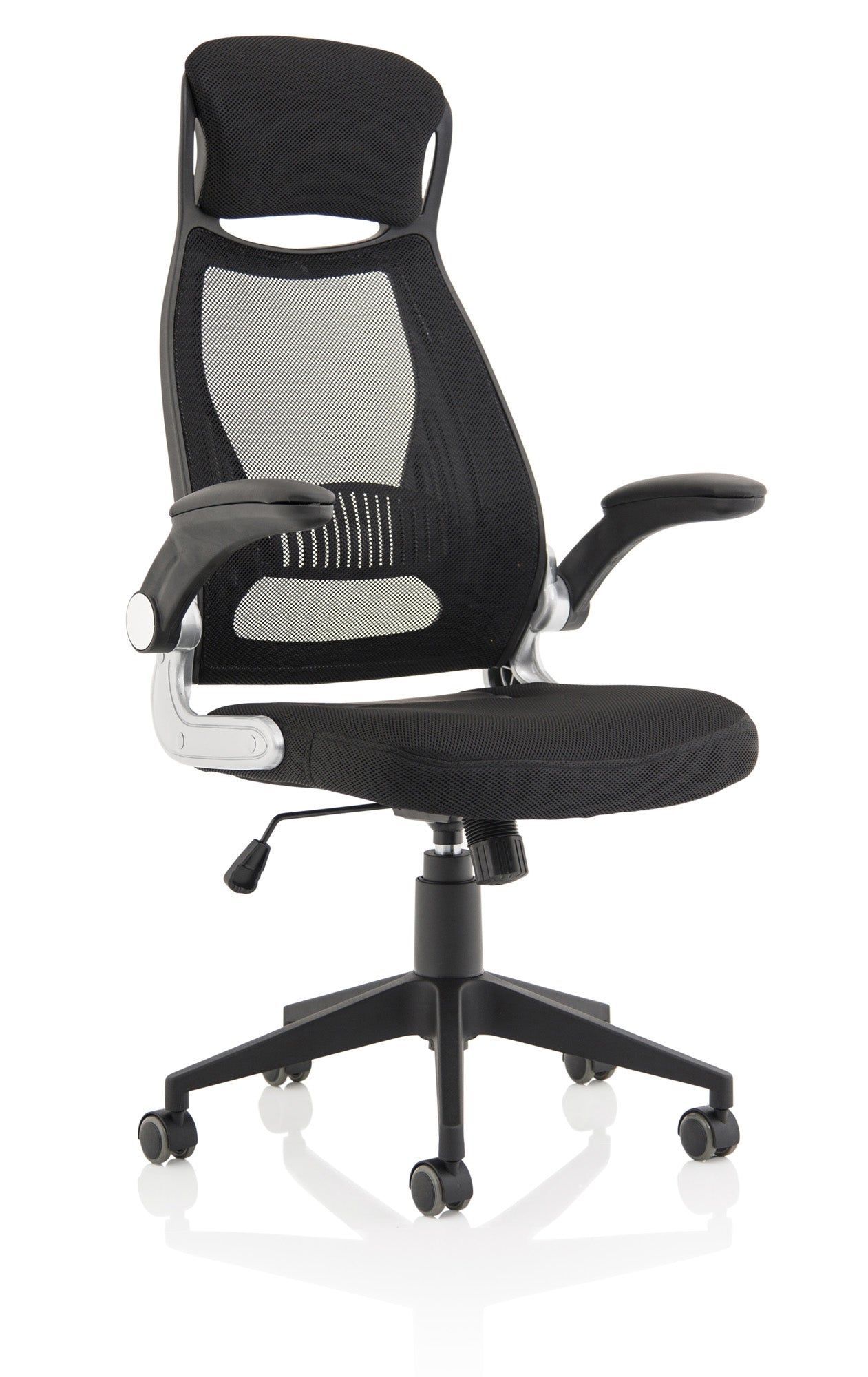 Saturn High Mesh Back Black Executive Office Chair with Folding Arms