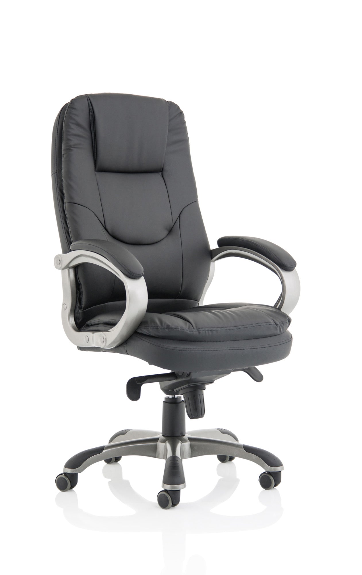 Oscar High Back Black Bonded Leather Office Chair with Fixed Padded Arms