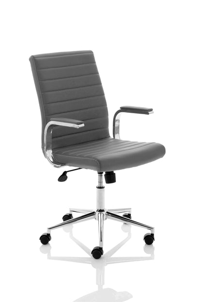 Ezra Modern Medium Back Leather Executive Office Chair with Fixed Arms