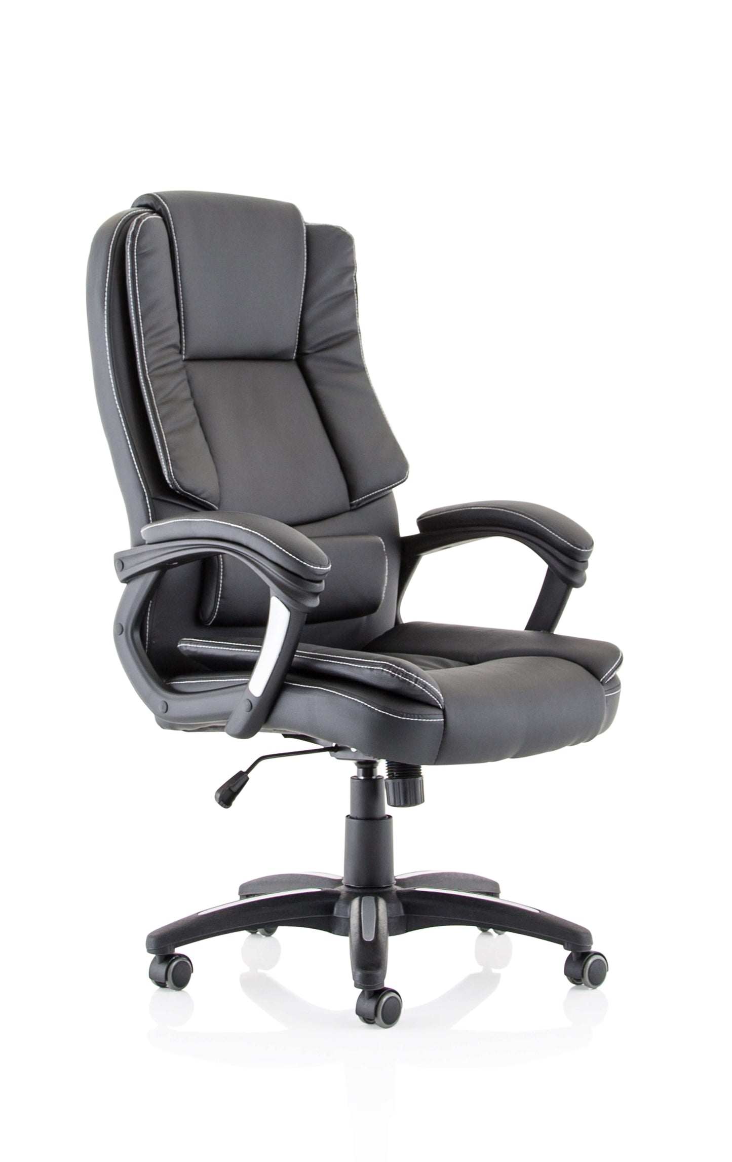 Dakota High Back Black Bonded Leather Office Chair with Fixed Padded Arms
