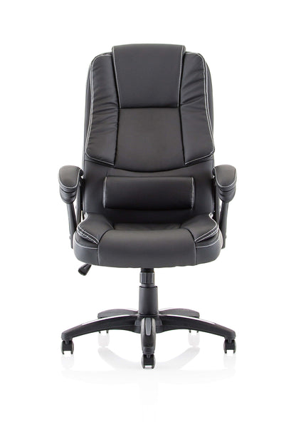 Dakota High Back Black Bonded Leather Office Chair with Fixed Padded Arms