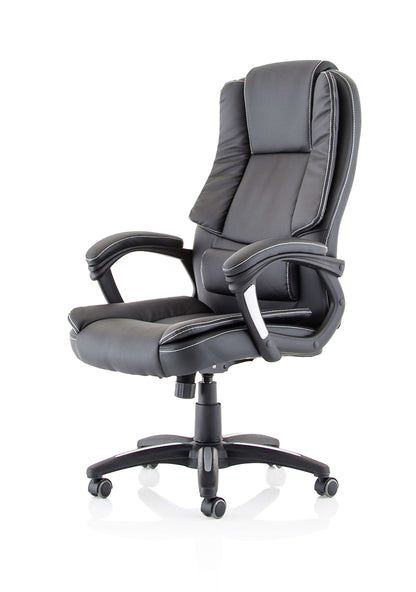 Dakota High Back Black Bonded Leather Office Chair with Fixed Padded Arms