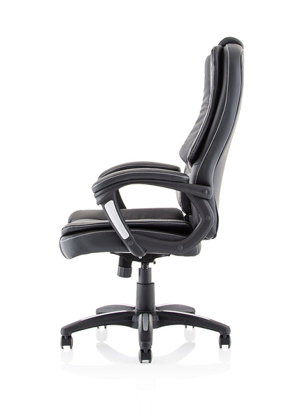 Dakota High Back Black Bonded Leather Office Chair with Fixed Padded Arms