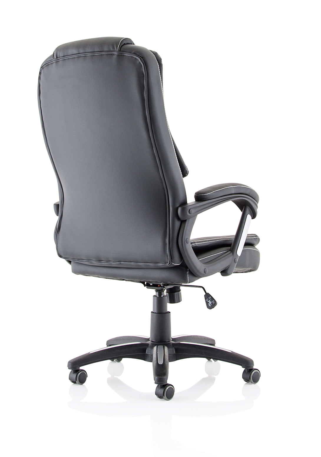 Dakota High Back Black Bonded Leather Office Chair with Fixed Padded Arms