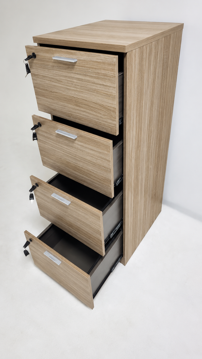 Modern Golden Oak Four Drawer Filing Cabinet - Foolscap Files Compatible - AB84-4DR-GOLDEN