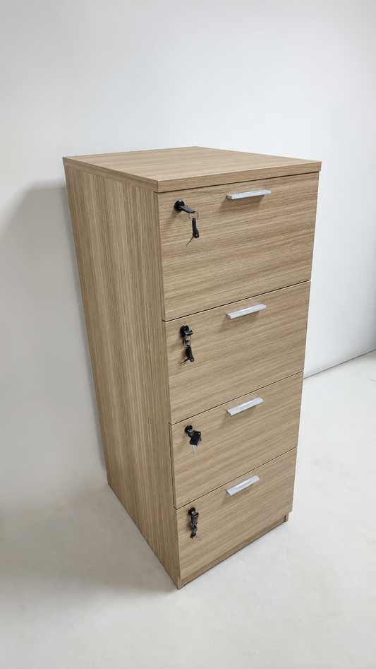 Modern Golden Oak Four Drawer Filing Cabinet - Foolscap Files Compatible - AB84-4DR-GOLDEN