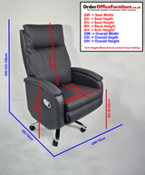 Full Reclining High Back Executive Office Chair in Black Leather - H004