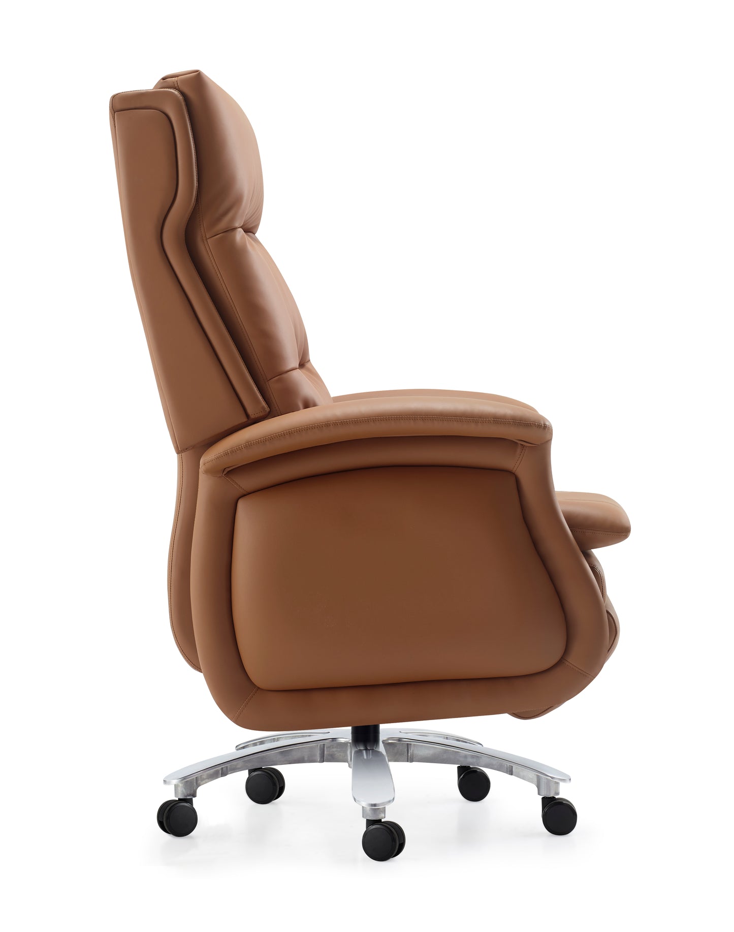 High Back Caramel Brown Leather Executive Reclining Office Chair with Footrest - H008