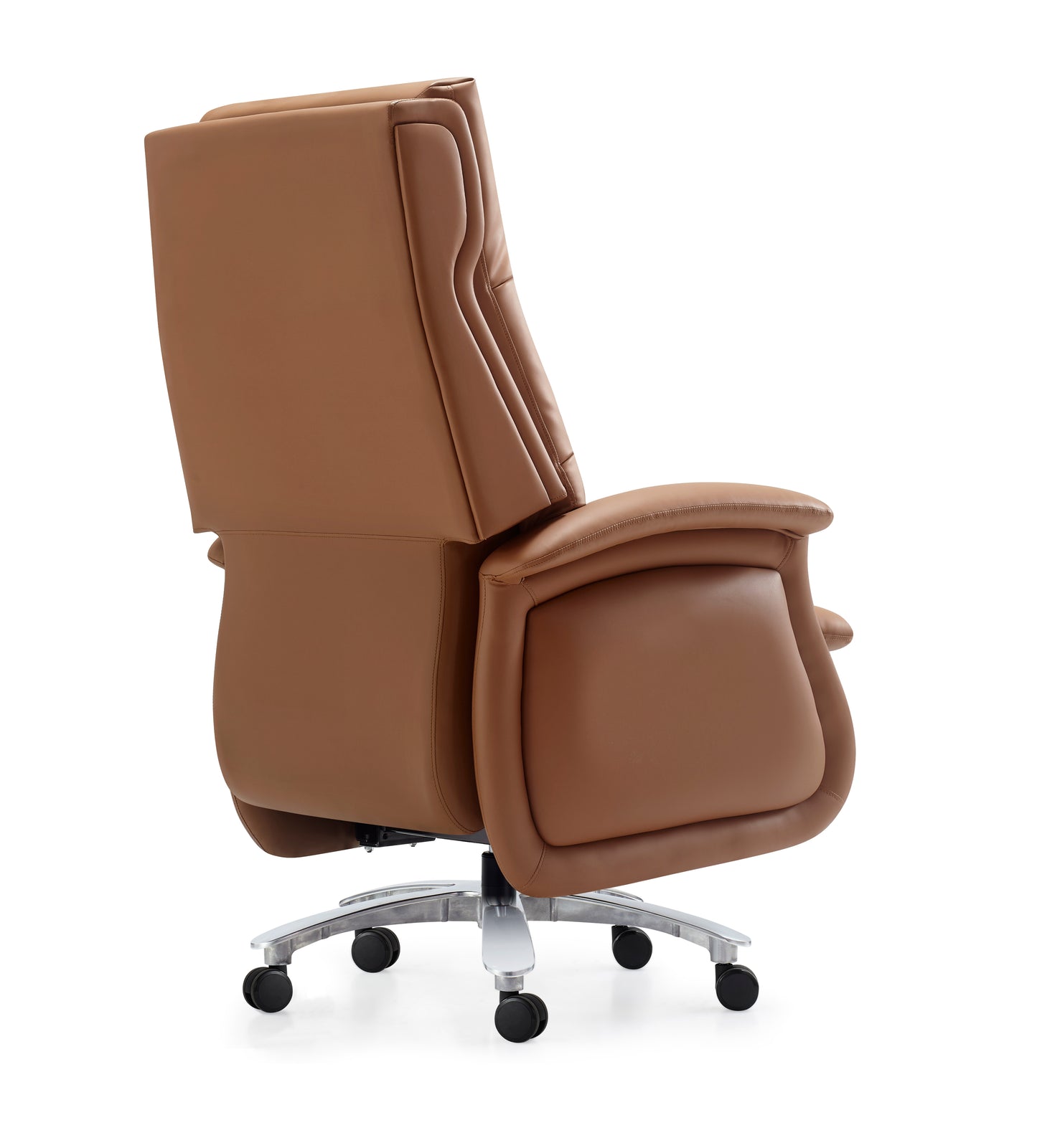 High Back Caramel Brown Leather Executive Reclining Office Chair with Footrest - H008