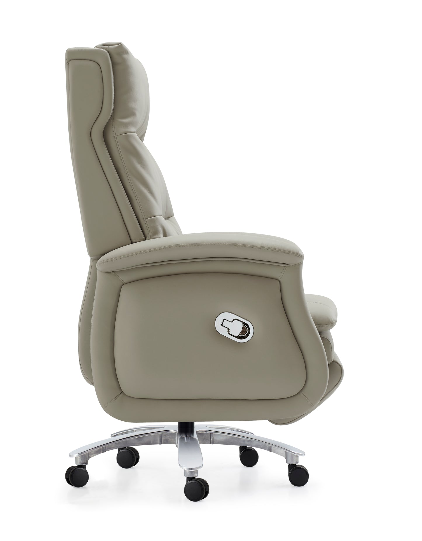 High Back Cream Leather Executive Reclining Office Chair with Footrest - H008