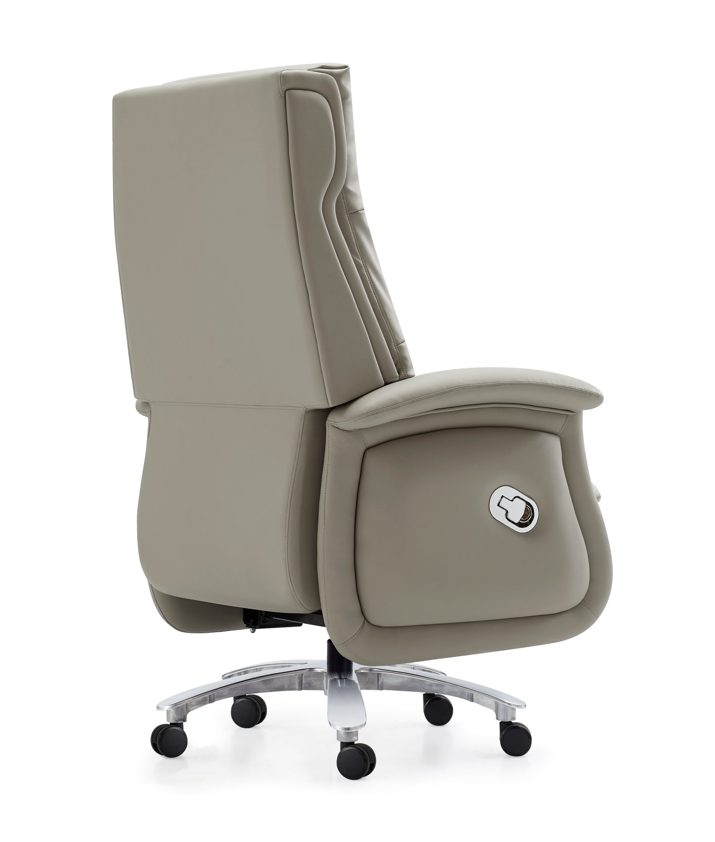 High Back Cream Leather Executive Reclining Office Chair with Footrest - H008