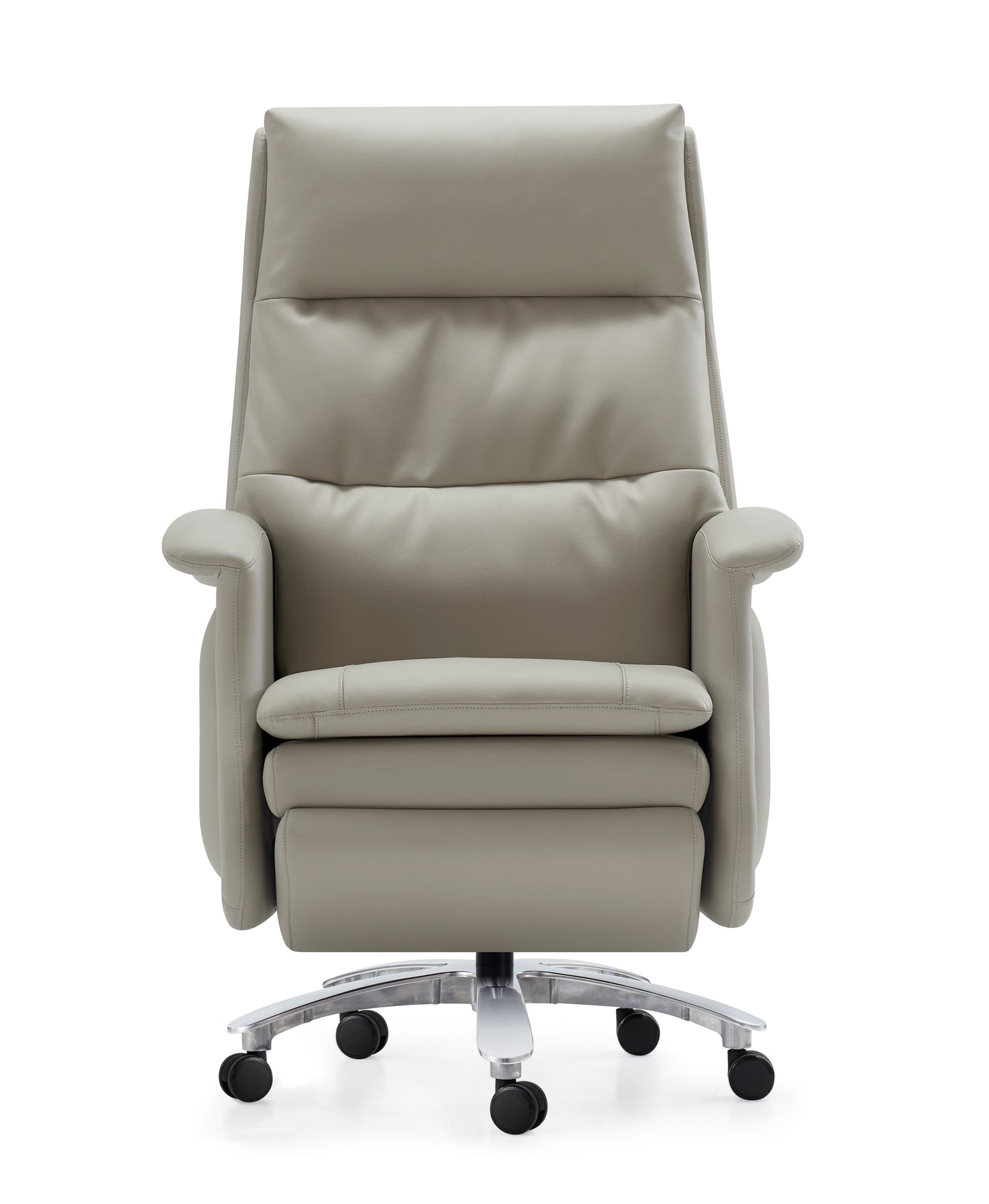 High Back Cream Leather Executive Reclining Office Chair with Footrest - H008