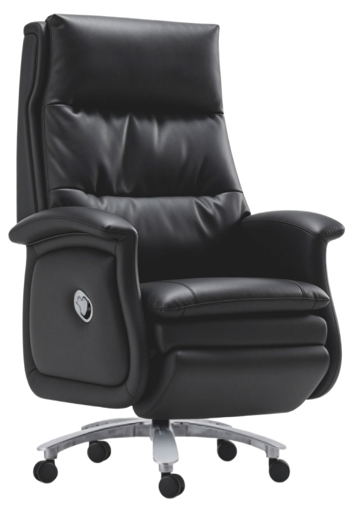 High Back Black Leather Executive Reclining Office Chair with Footrest - H008