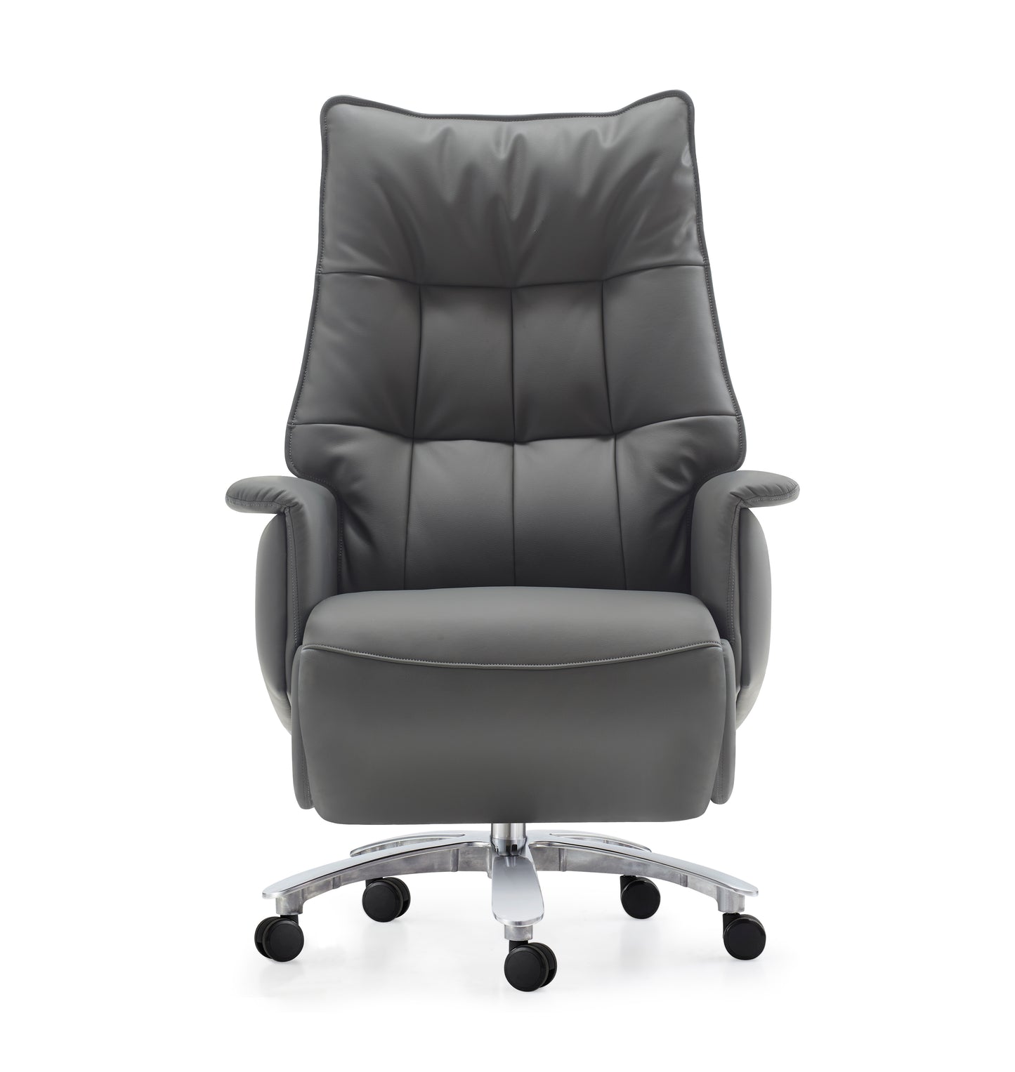 High Back Grey Genuine Leather Executive Electric Reclining Office Chair with Footrest - H009