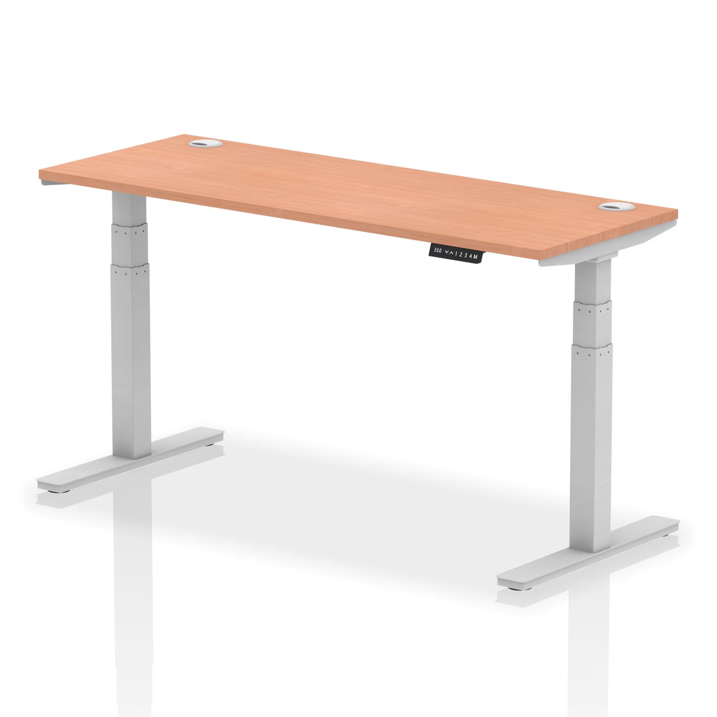 Air Height Adjustable Slimline Desk With Cable Ports - 1200mm, 1400mm, 1600mm, 1800mm - Multiple Colour Options