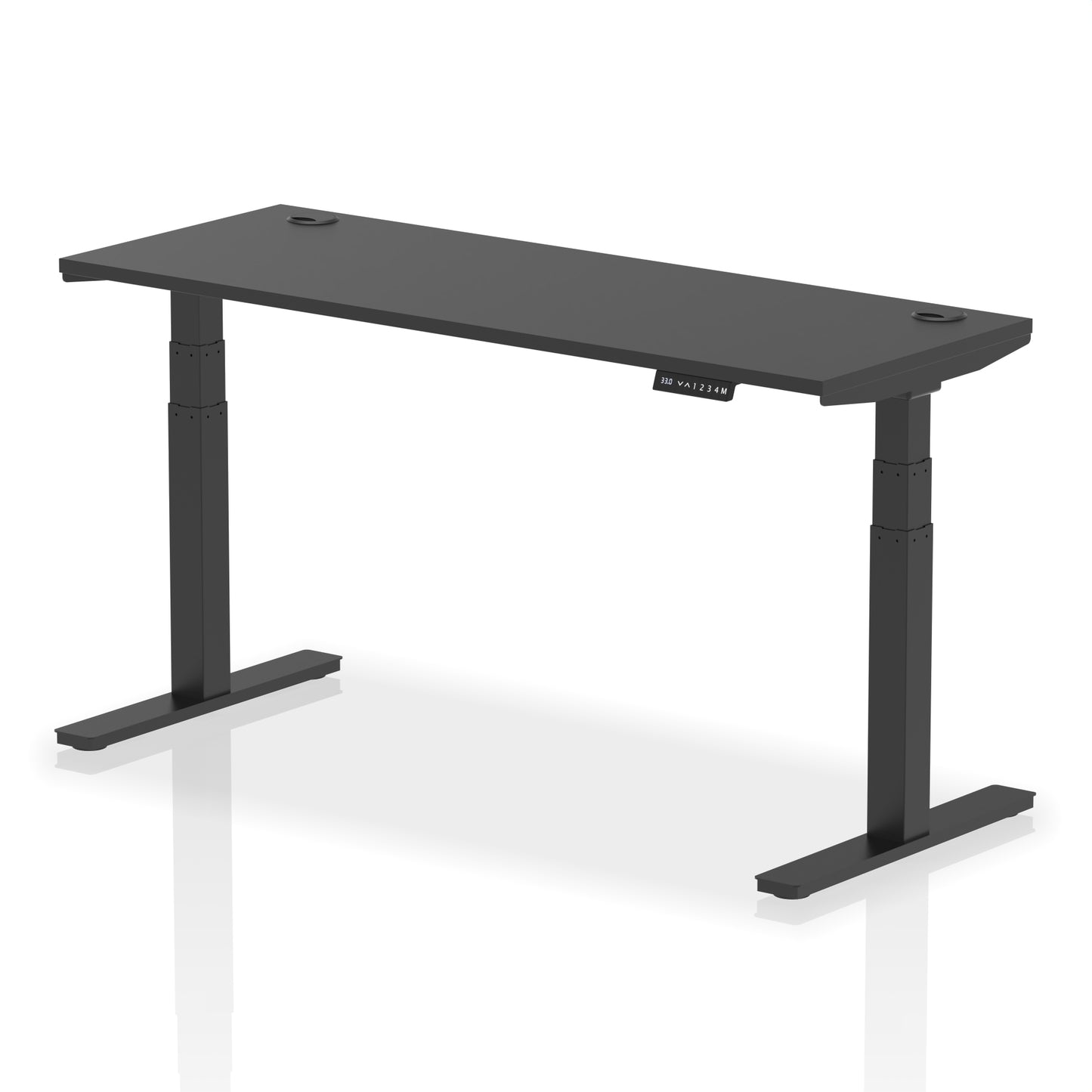 Air Height Adjustable Black Series Slimline Desk with Cable Ports - 1200mm, 1400mm, 1600mm, 1800mm