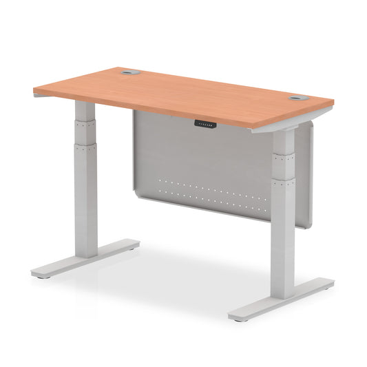 Air Height Adjustable Slimline Desk With Cable Ports With Steel Modesty Panel - 1200mm, 1400mm, 1600mm, 1800mm - Multiple Colour Options