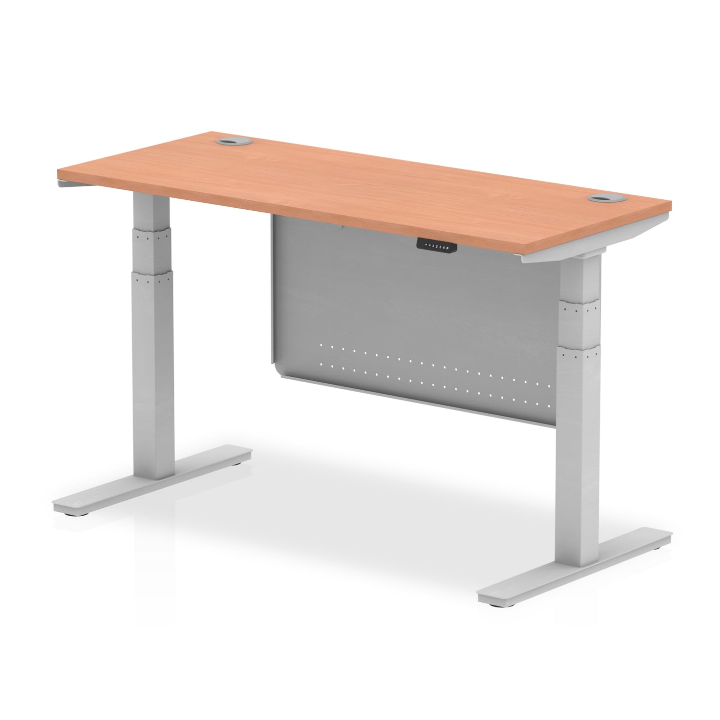 Air Height Adjustable Slimline Desk With Cable Ports With Steel Modesty Panel - 1200mm, 1400mm, 1600mm, 1800mm - Multiple Colour Options