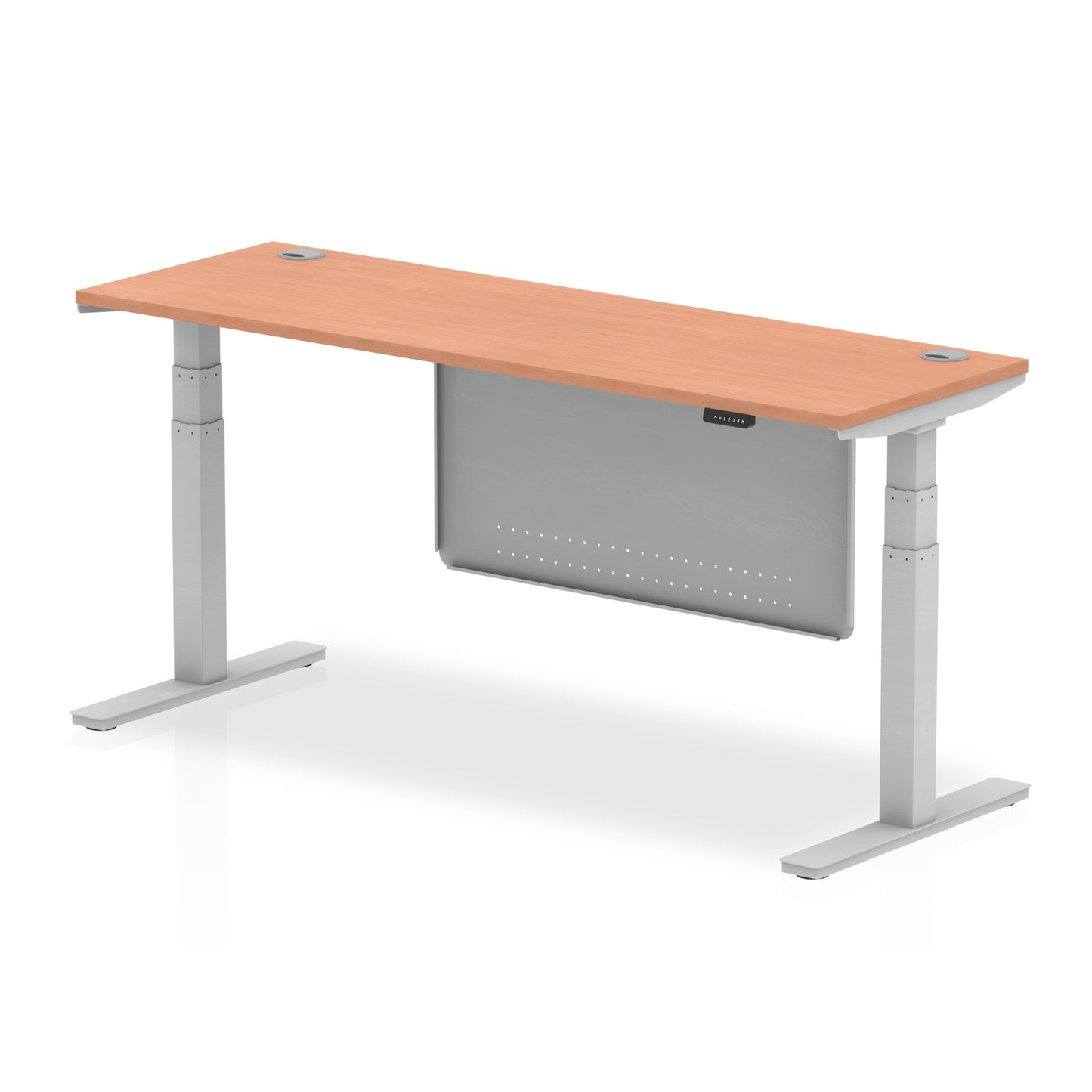 Air Height Adjustable Slimline Desk With Cable Ports With Steel Modesty Panel - 1200mm, 1400mm, 1600mm, 1800mm - Multiple Colour Options