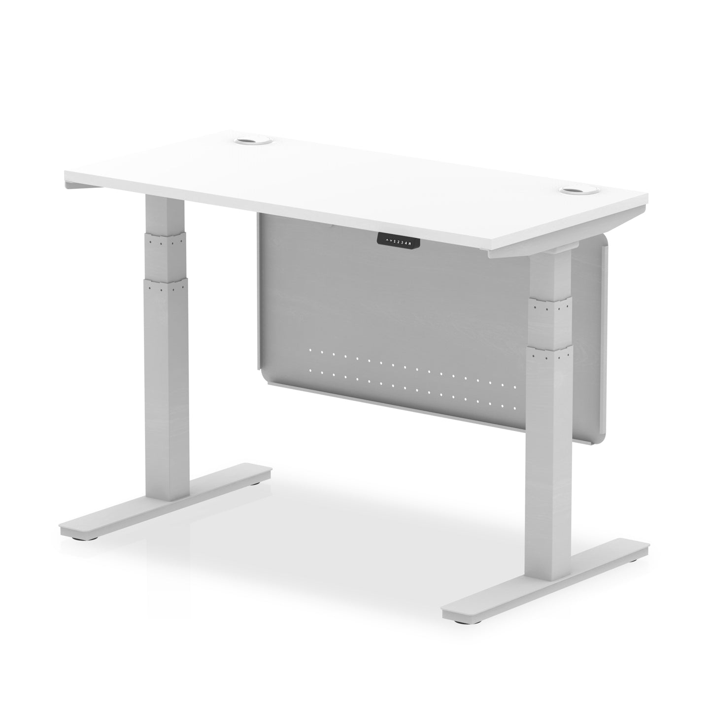 Air Height Adjustable Slimline Desk With Cable Ports With Steel Modesty Panel - 1200mm, 1400mm, 1600mm, 1800mm - Multiple Colour Options