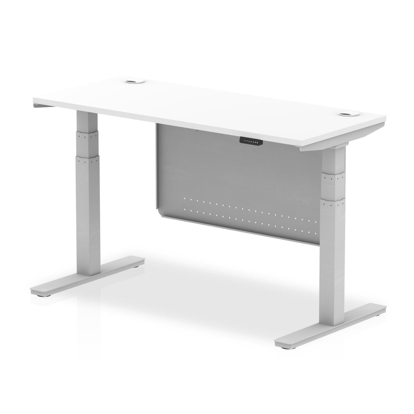 Air Height Adjustable Slimline Desk With Cable Ports With Steel Modesty Panel - 1200mm, 1400mm, 1600mm, 1800mm - Multiple Colour Options