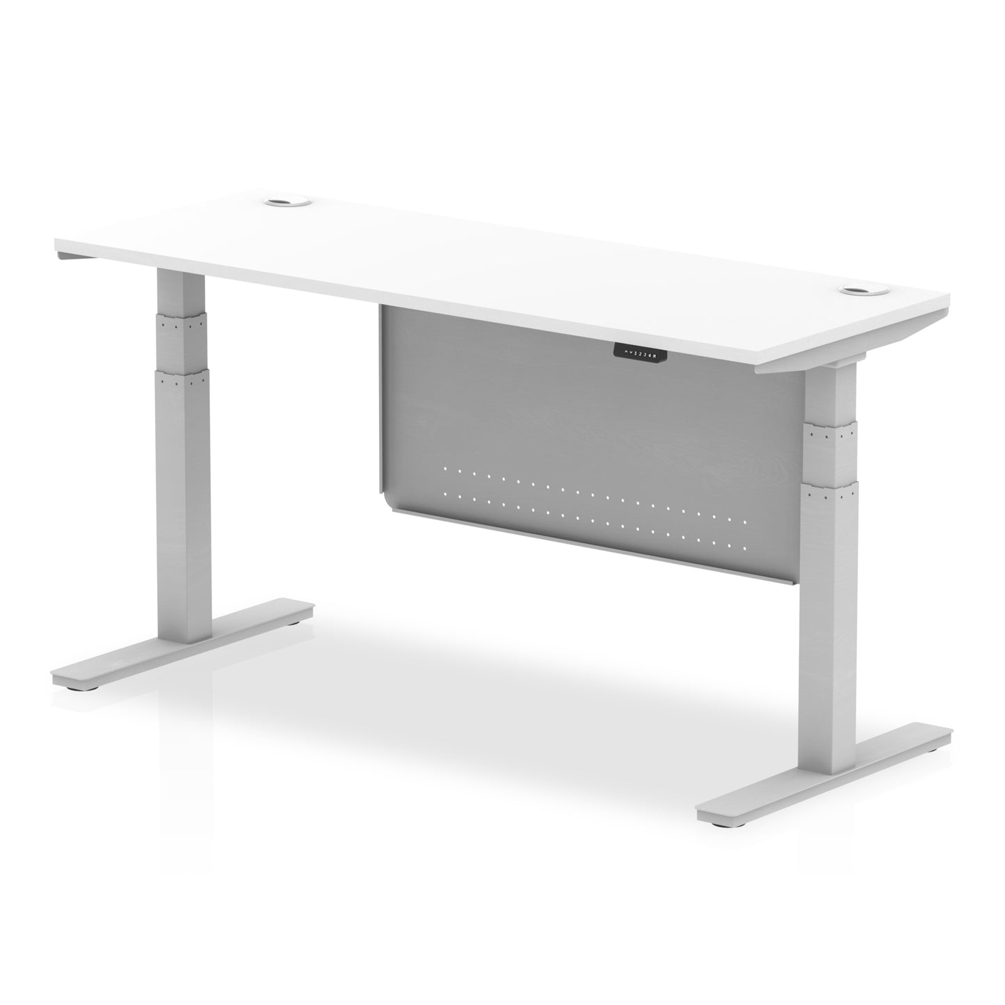 Air Height Adjustable Slimline Desk With Cable Ports With Steel Modesty Panel - 1200mm, 1400mm, 1600mm, 1800mm - Multiple Colour Options