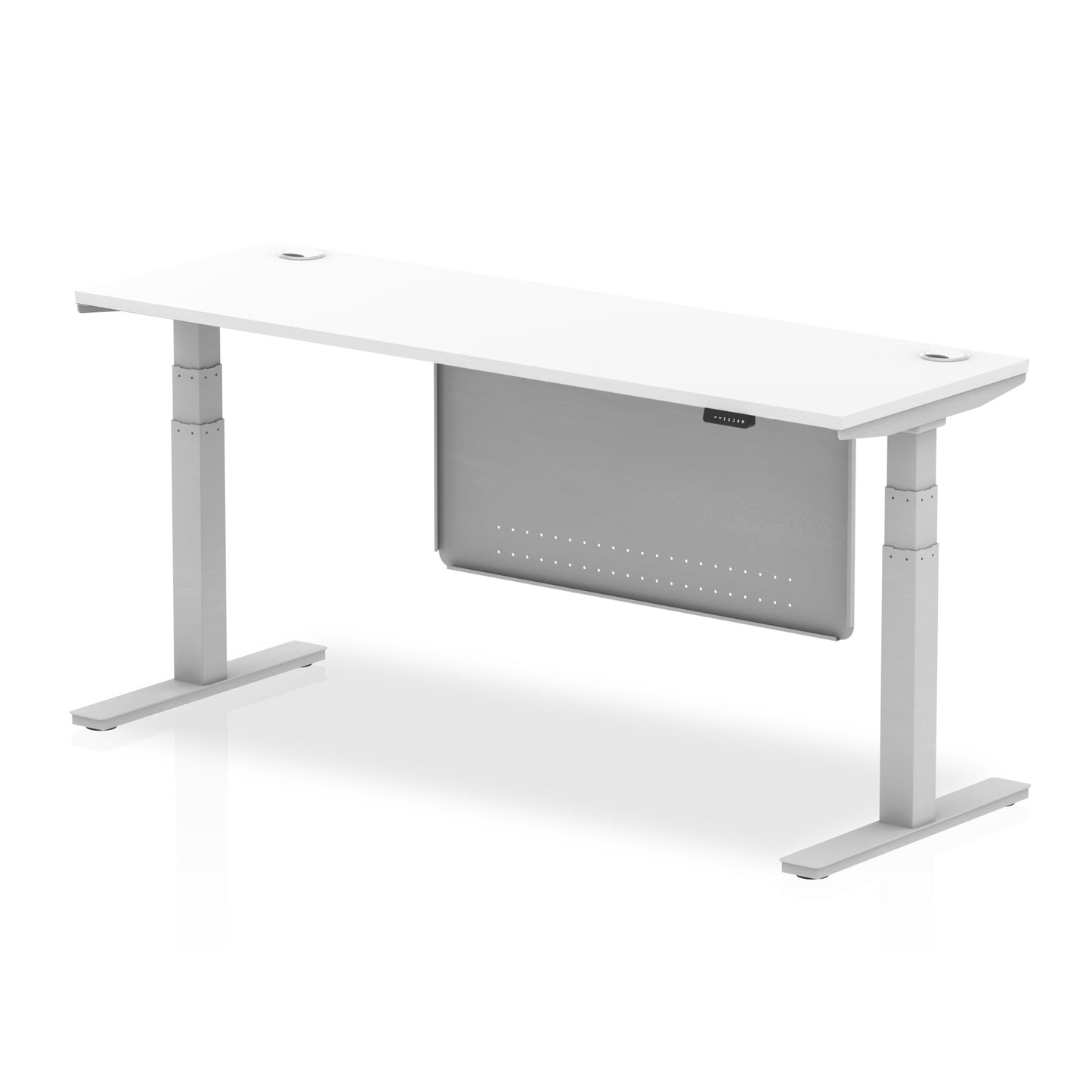 Air Height Adjustable Slimline Desk With Cable Ports With Steel Modesty Panel - 1200mm, 1400mm, 1600mm, 1800mm - Multiple Colour Options