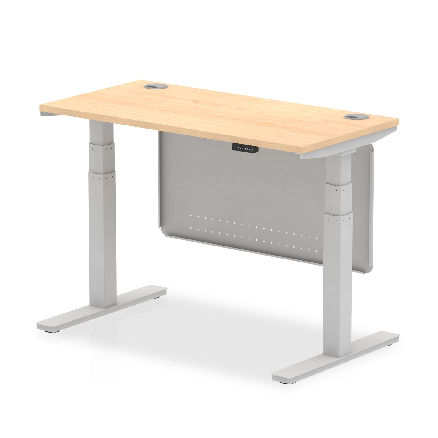 Air Height Adjustable Slimline Desk With Cable Ports With Steel Modesty Panel - 1200mm, 1400mm, 1600mm, 1800mm - Multiple Colour Options