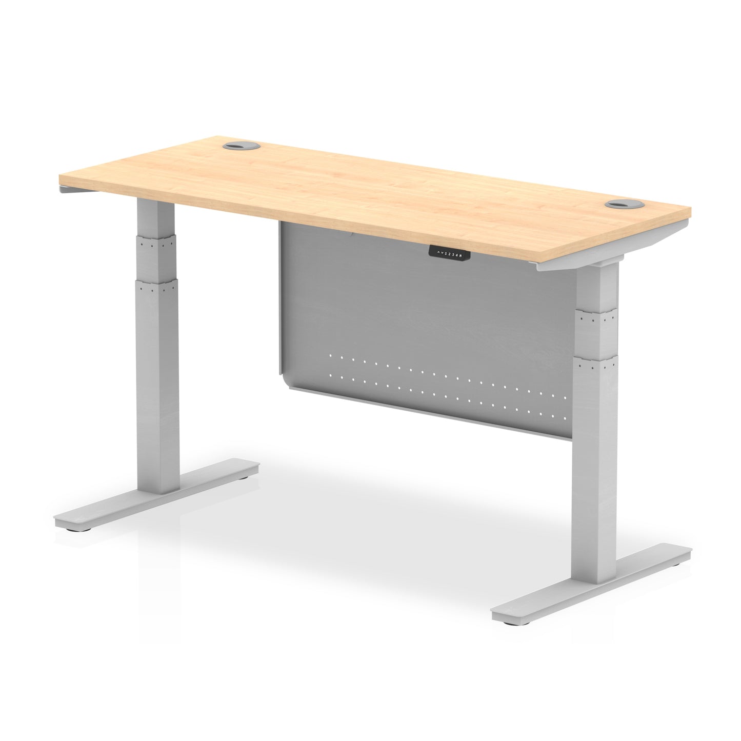 Air Height Adjustable Slimline Desk With Cable Ports With Steel Modesty Panel - 1200mm, 1400mm, 1600mm, 1800mm - Multiple Colour Options