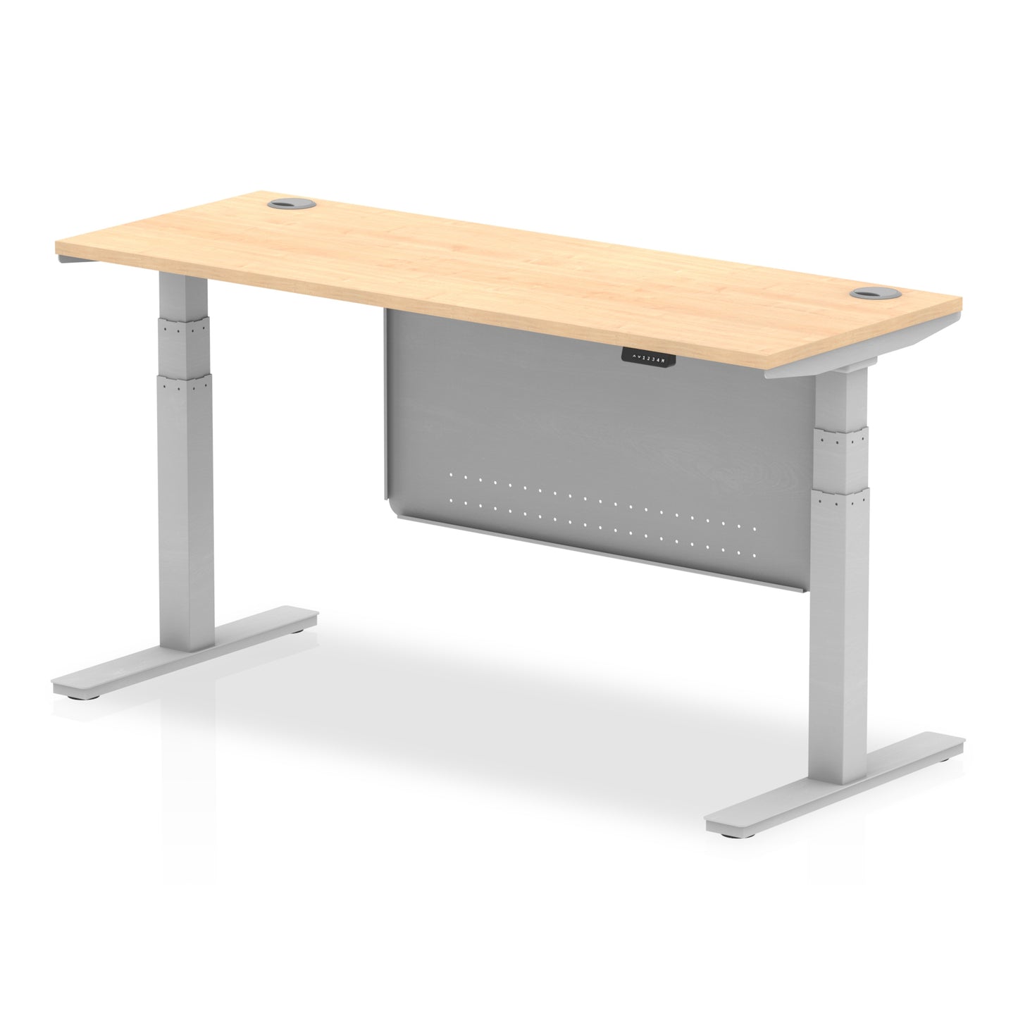 Air Height Adjustable Slimline Desk With Cable Ports With Steel Modesty Panel - 1200mm, 1400mm, 1600mm, 1800mm - Multiple Colour Options