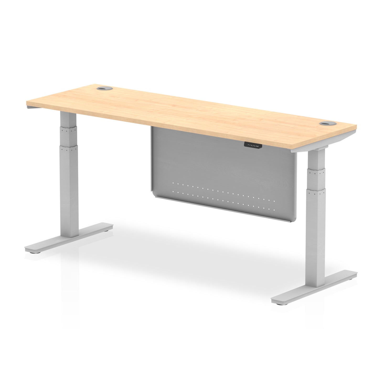 Air Height Adjustable Slimline Desk With Cable Ports With Steel Modesty Panel - 1200mm, 1400mm, 1600mm, 1800mm - Multiple Colour Options