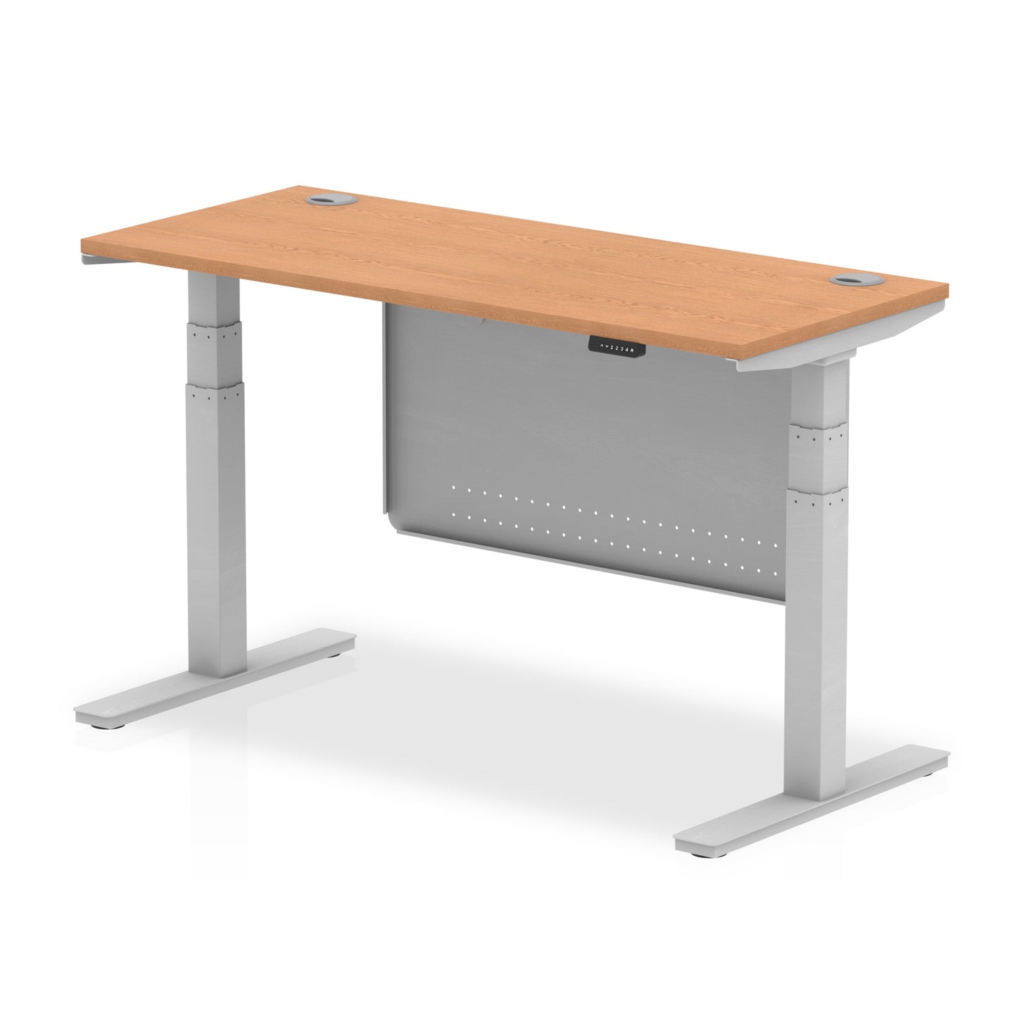 Air Height Adjustable Slimline Desk With Cable Ports With Steel Modesty Panel - 1200mm, 1400mm, 1600mm, 1800mm - Multiple Colour Options