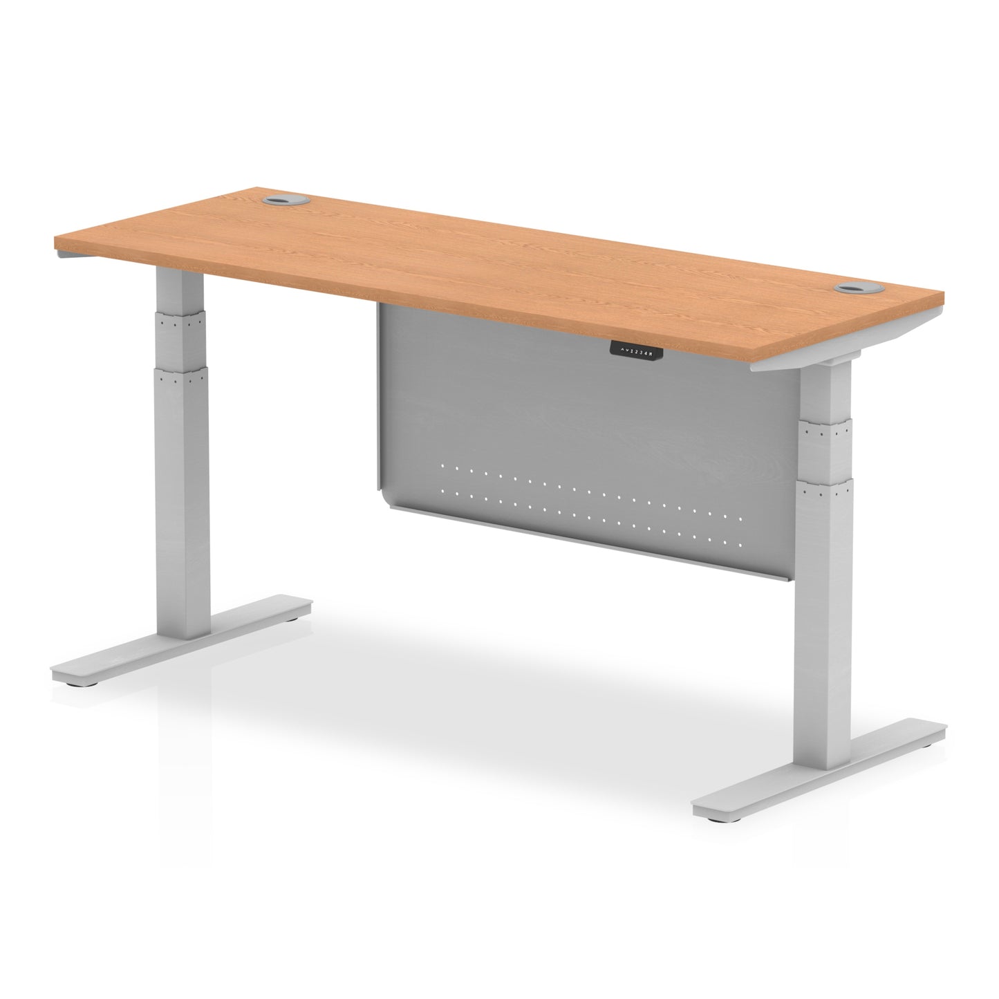Air Height Adjustable Slimline Desk With Cable Ports With Steel Modesty Panel - 1200mm, 1400mm, 1600mm, 1800mm - Multiple Colour Options