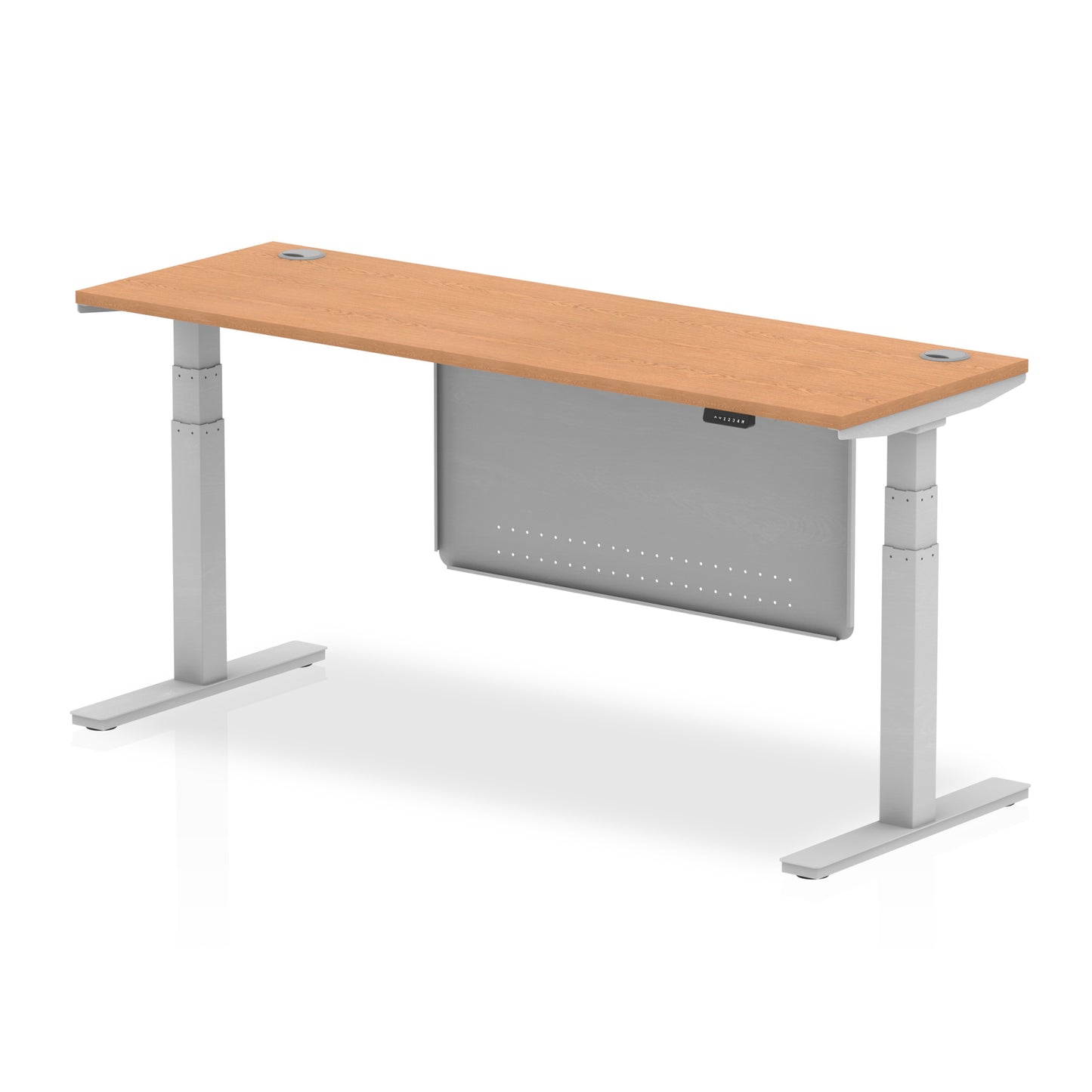 Air Height Adjustable Slimline Desk With Cable Ports With Steel Modesty Panel - 1200mm, 1400mm, 1600mm, 1800mm - Multiple Colour Options