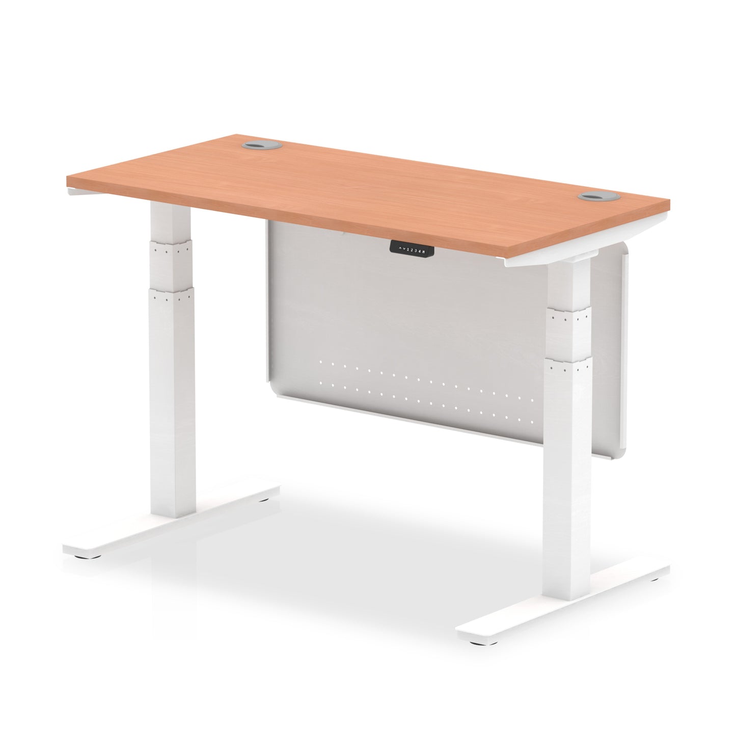 Air Height Adjustable Slimline Desk With Cable Ports With Steel Modesty Panel - 1200mm, 1400mm, 1600mm, 1800mm - Multiple Colour Options