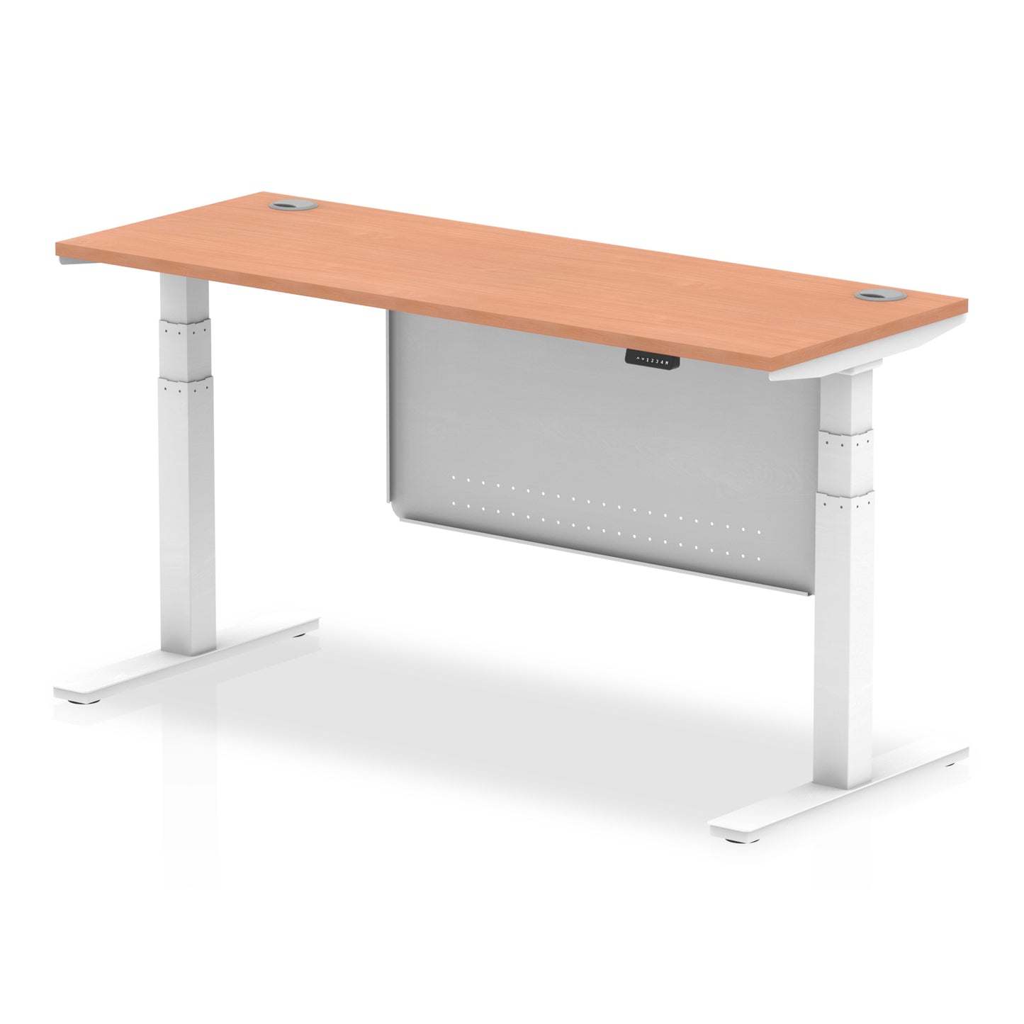 Air Height Adjustable Slimline Desk With Cable Ports With Steel Modesty Panel - 1200mm, 1400mm, 1600mm, 1800mm - Multiple Colour Options