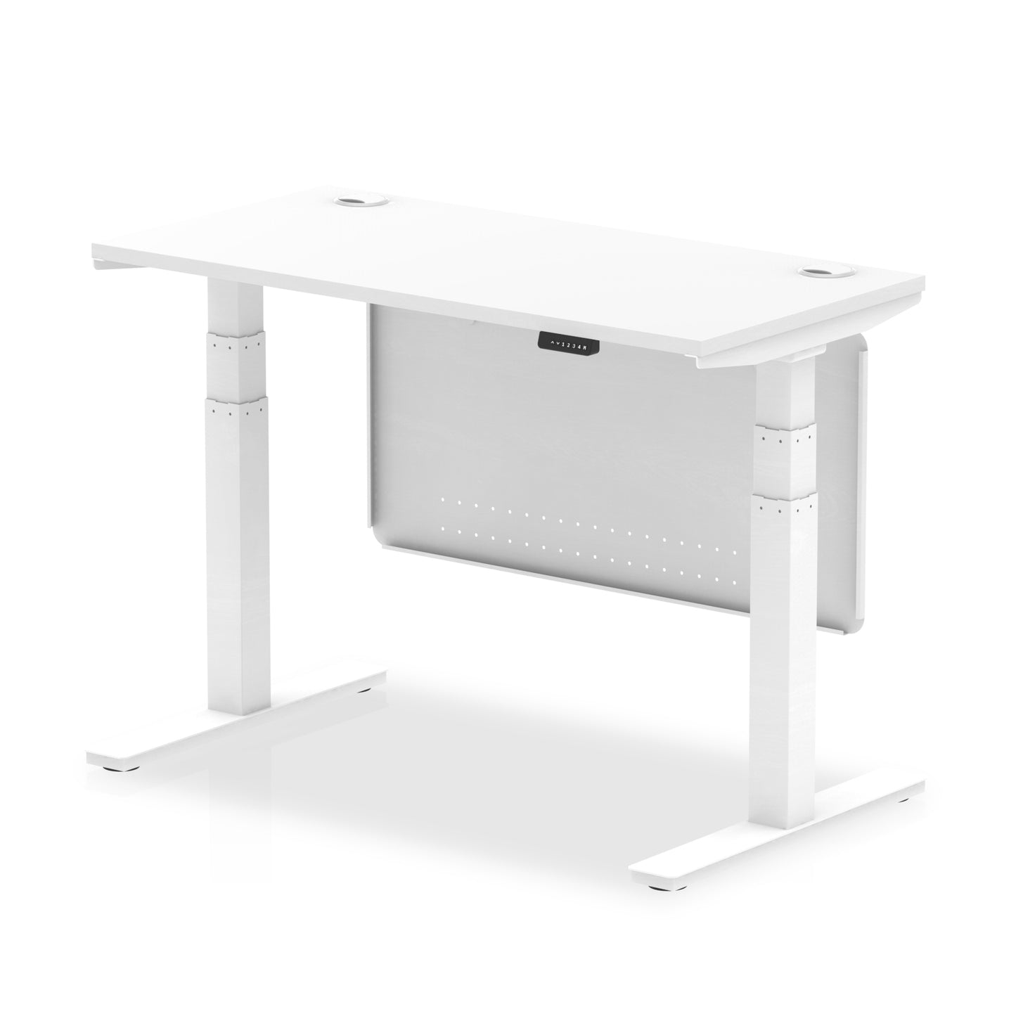 Air Height Adjustable Slimline Desk With Cable Ports With Steel Modesty Panel - 1200mm, 1400mm, 1600mm, 1800mm - Multiple Colour Options
