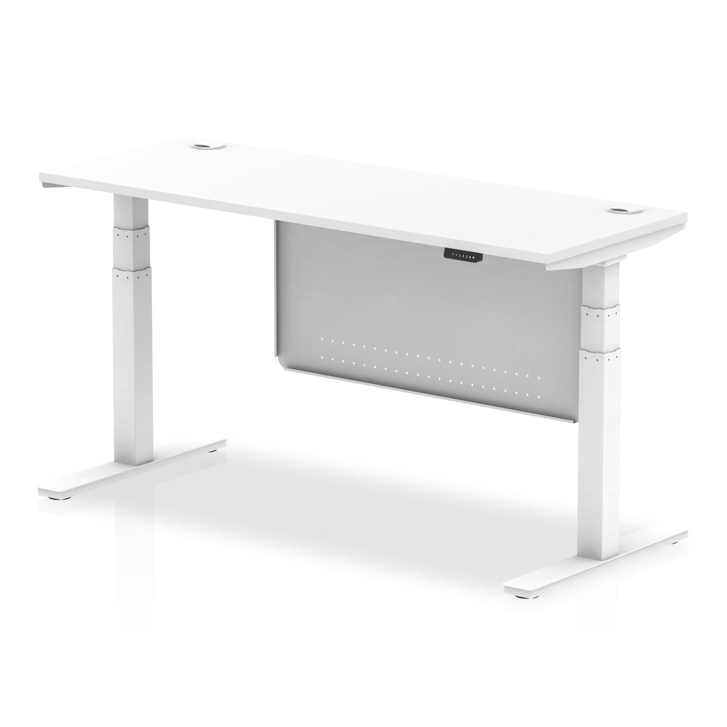 Air Height Adjustable Slimline Desk With Cable Ports With Steel Modesty Panel - 1200mm, 1400mm, 1600mm, 1800mm - Multiple Colour Options