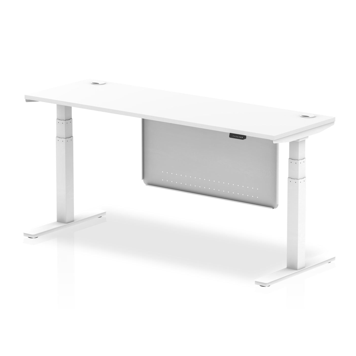 Air Height Adjustable Slimline Desk With Cable Ports With Steel Modesty Panel - 1200mm, 1400mm, 1600mm, 1800mm - Multiple Colour Options