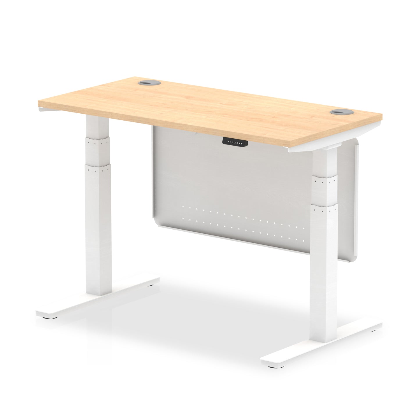 Air Height Adjustable Slimline Desk With Cable Ports With Steel Modesty Panel - 1200mm, 1400mm, 1600mm, 1800mm - Multiple Colour Options