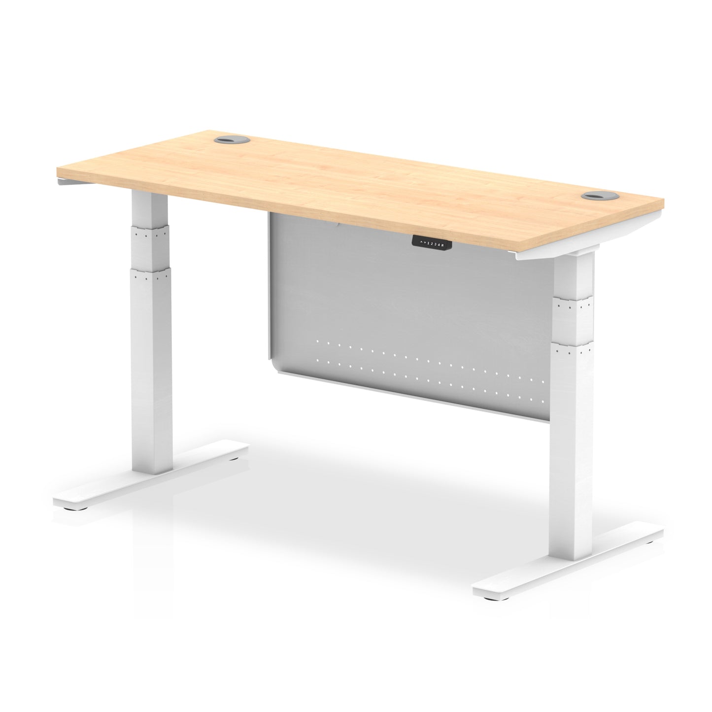 Air Height Adjustable Slimline Desk With Cable Ports With Steel Modesty Panel - 1200mm, 1400mm, 1600mm, 1800mm - Multiple Colour Options