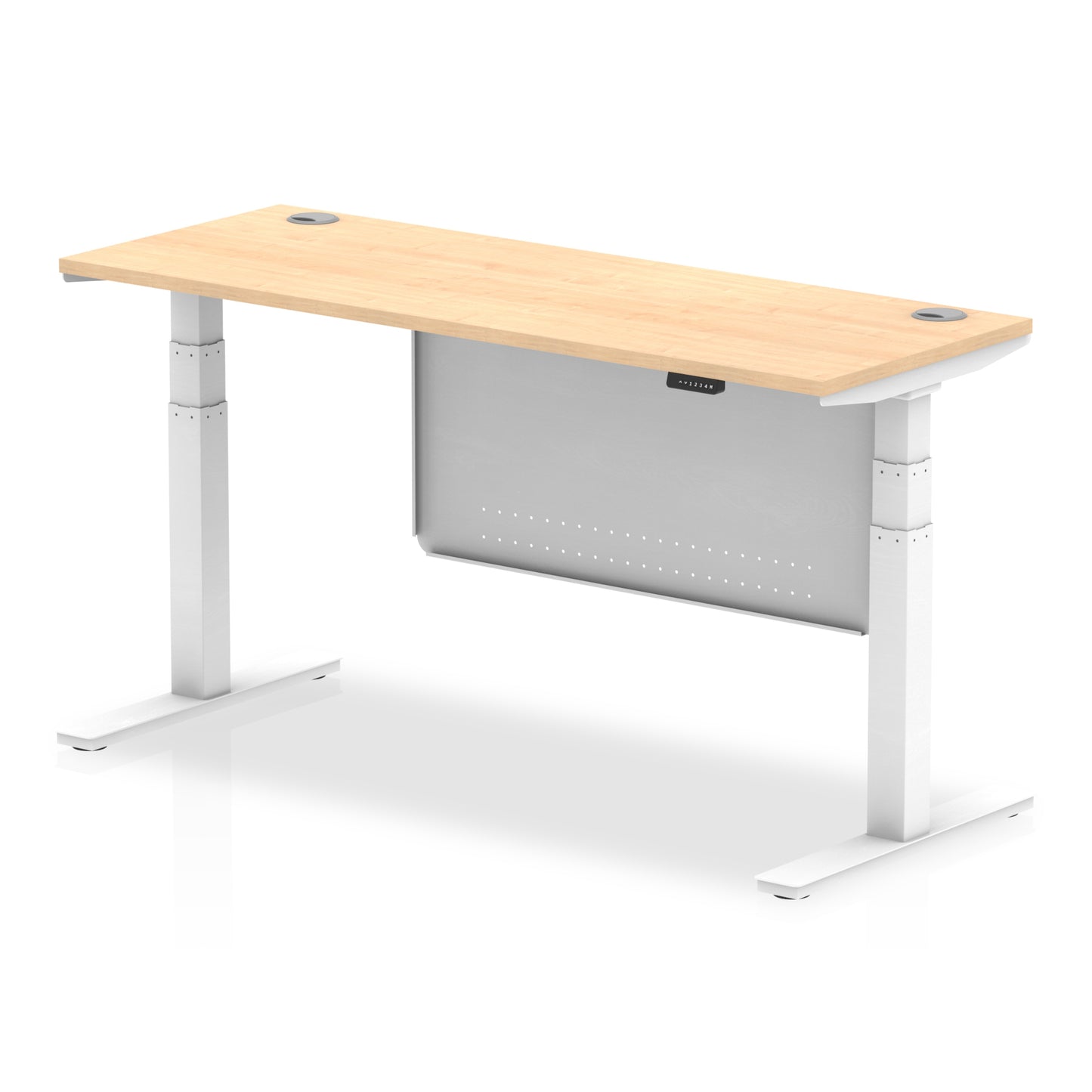 Air Height Adjustable Slimline Desk With Cable Ports With Steel Modesty Panel - 1200mm, 1400mm, 1600mm, 1800mm - Multiple Colour Options